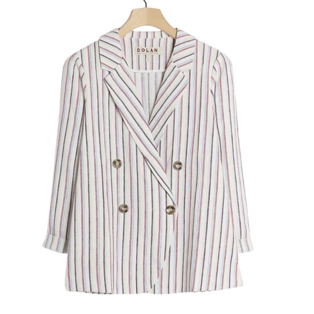 Anthropologie Dolan Left Coast ANNA Double Breasted Striped Linen Blazer XL